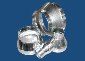 M&M Manufacturing #400 DucTite 400-64 Duct Reducer, 6" x 4" Fitting Size, 30 Ga, Round To Round, ASTM-A653 CS B Galvanized Steel, Galvanized, Domestic, Silver