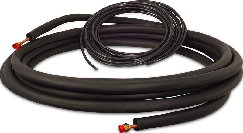 Linesets, Inc Mini Split Line Sets 40620150M144L Mini Split Line Set, 3/8" Suction Line Size, 1/4" Liquid Line Size, 15' Length, 1" Insulation Thickness, Cable, Flare, C12200 Copper (Tube), NBR/PVC (Insulation), 700 PSI (UL Recognized)