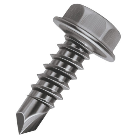 Malco® Bit-Tip® BT143T Self-Drilling Screw, #10-16 Thread, Hex Washer Head, 5/16 in Drive, Hex Drive, Steel