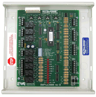 EWC Controls BMPlus BMPLUS-3000 Zone Control Panel, 3-7 (Expandable) Zones, 2 H / 2 C (Gas/Electric/Hydro), 3 H / 2 C (Heat Pump Conventional Or Dual Fuel), 18-30 VAC, Auto Changeover, 15 VA, 18 AWG (Solid Copper) Wire Size, -20-160 Â°F Temperature Rating