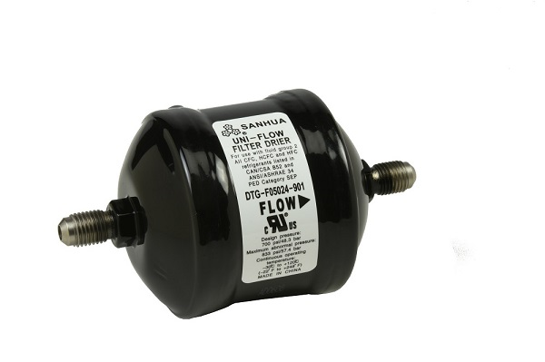 Sanhua DTG Series FD-307-S Filter Drier, ODF Connection, 7/8" Connection Size, 30 Cu. In., 18.4 Tons (R-410A), 18.2 Tons (R-22), 20 Microns Micron Rating, R-22, R-134A, R-404A, R-407C, R-410A, R-507, 714.7 PSI
