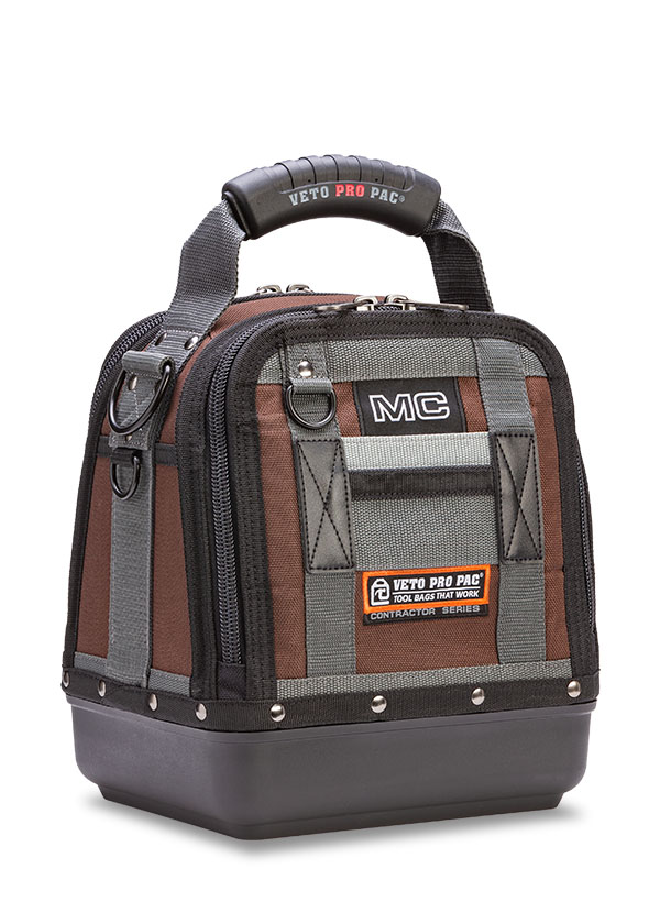 Veto Pro Pac MC Series Compact Tool Bag, 20 Pockets, Zipper, 1200 Denier PVC Impregnated Nylon (Body/Pockets), Polypropylene (Base), 30 lbs Weight Capacity, 2 Compartments, 13" Height, 11" Width