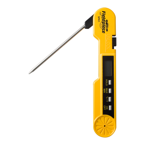Fieldpiece Instruments SPK1 Pocket Knife Style Thermometer, -58-392 Â°F, Digital Readout, 0.1 Â°F Resolution, Â± 3.6Â°F (-58--4Â°F), Â± 1.8Â°F (-4-302Â°F), Â± 5.4Â°F (302-392Â°F), LR44, A76 Battery, Battery Powered, Stainless Steel Stem Material