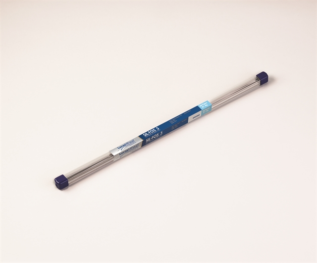 Lucas-Milhaupt Sil-Fos 5 95060 Brazing Rod, For Copper To Copper (Self-Fluxing), Copper To Brass (Requires Flux), Copper To Bronze (Requires Flux), Silver, Copper, Phosphorus, Other Elements, 1/20" (Thickness) Diameter, 20" Length, 1190-1325 Â°F (Solidus - Liquidus), Brazed Butt Joints: 30,000 - 35,000 PSI (Copper), 35,000 - 40,000 PSI (Brass), 35,000 - 40,000 PSI (Nickel-Silver) Tensile Strength, AWS Bcup-3