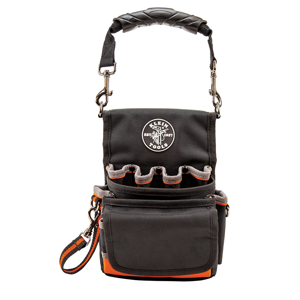 Klein Tools Tradesman Pro 20022-9 Tool Pouch, 9 Pockets, Ballistic Nylon, 9-1/2" Height, 7-1/2" Width, Black, Orange, Gray