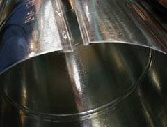 M&M Manufacturing 110 Series 11001283614 Snaplock Pipe, Round, 14" Nominal Size, Nu-Lock, Snaplock Connection, 36" Length, 28 Ga, ASTM A653 CS B Galvanized Steel, <0.5 In. Wc. Pressure Rating
