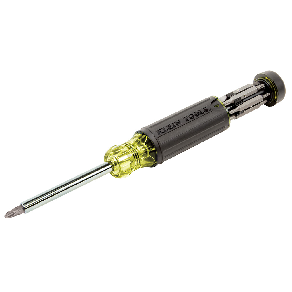 Klein Tools 15-in-1 Classic 32290-7 Multi-Bit Screwdriver, 15 Pcs, Phillips, Square, Combo, Torx, Slotted, Hex Nut Driver, Phillips: #0, #1, #2, #3; Square: #1, #2; Combo: #1, #2; Torx: #10, #15, #20, #25; Slotted: 4 Mm, 6 Mm; Nut Driver: 1/4" Point Size, SAE / Metric, Non-Insulated, Round, 4" Shank Length