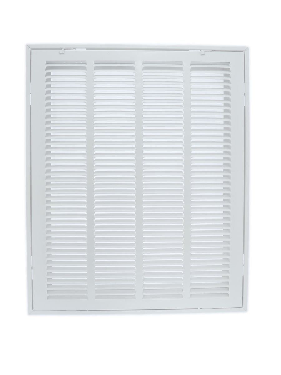 Duravent 170FF 01152412CW Filter Grille, 24" L x 12" W Duct Size, Flush Mount, 40Â°, Fixed Deflection Type, Steel, White, White Enamel, 1/2" Grille Spacing