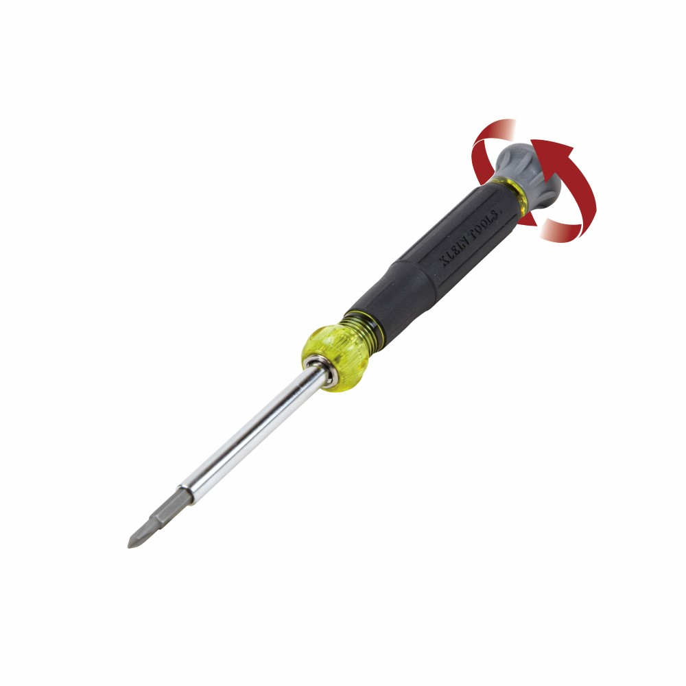 Klein Tools 32500 32581-6 4-in-1 Electronics Screwdriver, Multi-Bit/Electronics, Phillips, Slotted Drive Type, Quick Change, Double End Bits, 3 Pcs, Phillips, Slotted Point Type, #0, #00 (Phillips), 1/8", 3/32" (Slotted) Point Size
