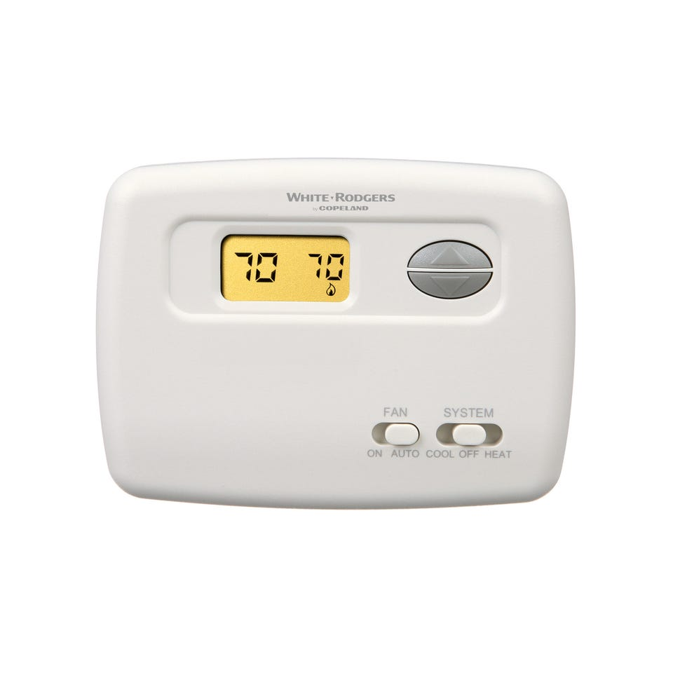 WHITE-RODGERS™ 70 Series 1F78-144 Thermostat, mV to 30 VAC, 1 to 1.5 A, 1.5 to 45 W, (2) AAA Battery, 1 Heat/1 Cool