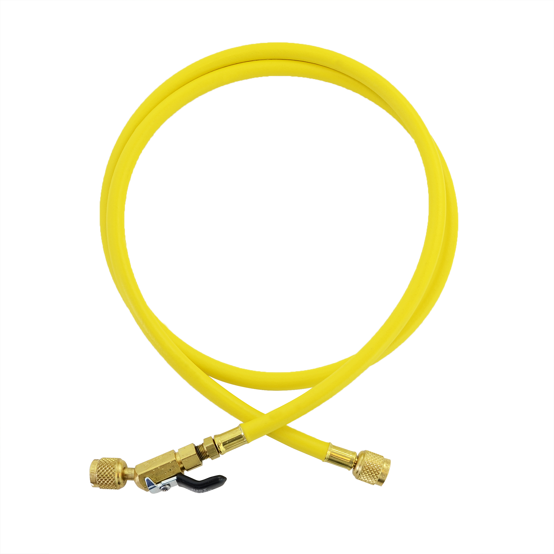 JB Industries, CLBV-A2L-60Y, 1/4 X 60 YELLOW ENVIRO-SAFE HOSE W/BALL VALVE AND A2L FITTING