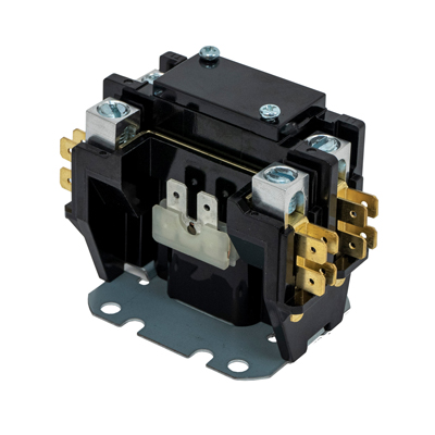 Packard C140A Definite Purpose Contactor, 1 Pole, 40 A (Inductive, 600 VAC), 50 A (Resistive, 600 VAC) Contact Rating, 24 VAC, 600 VAC, 1-Phase, 240 A (240 V), 200 A (480 V), 160 A (600 V), Box Lug, Spade Terminal Connection Type