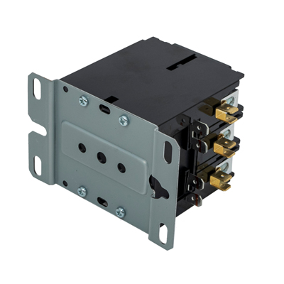Packard C340C Definite Purpose Contactor, 3 Pole, 40 A (Inductive, 600 VAC), 50 A (Resistive, 600 VAC) Contact Rating, 208 VAC, 240 VAC, 600 VAC, 240 A (240 V), 200 A (480 V), 160 A (600 V), Box Lug, Spade Terminal Connection Type, Foot Mount
