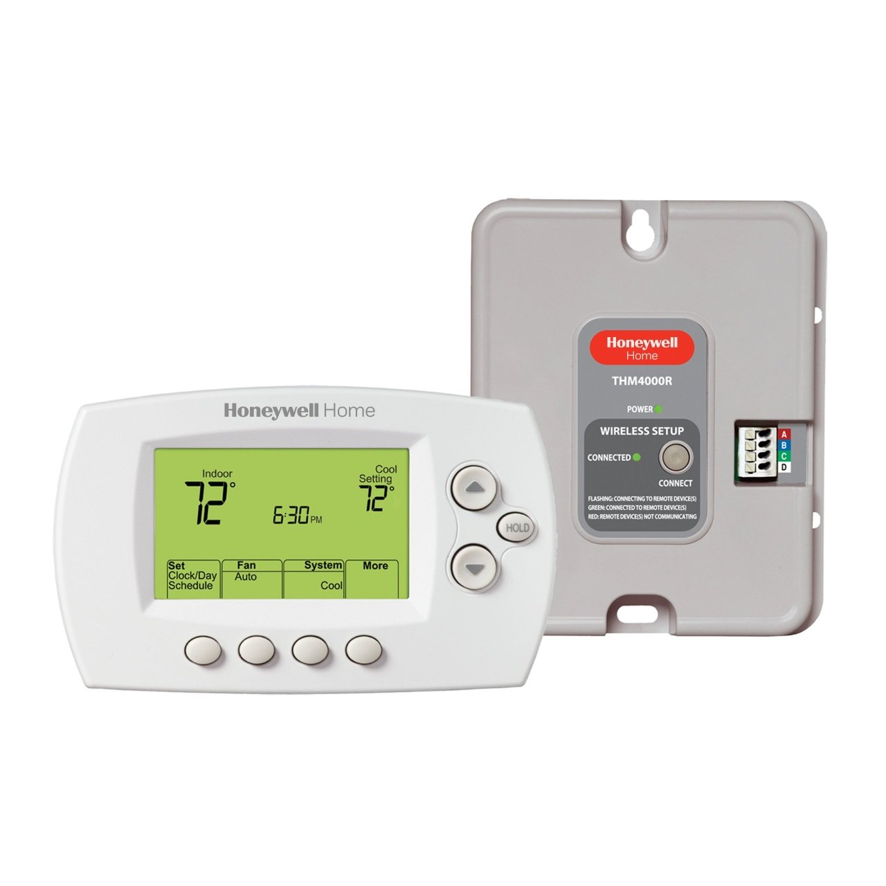 Resideo FocusPRO YTH6320R1023/U Wireless Programmable Thermostat Kit, 5-1-1 Day, 5-2 Day Programmability, 3 H / 2 C (Heat Pump), 2 H / 2 C (Conventional), Auto, Manual, Wall Mount (Horizontal), Wireless (Redlink), 24 VAC, Battery
