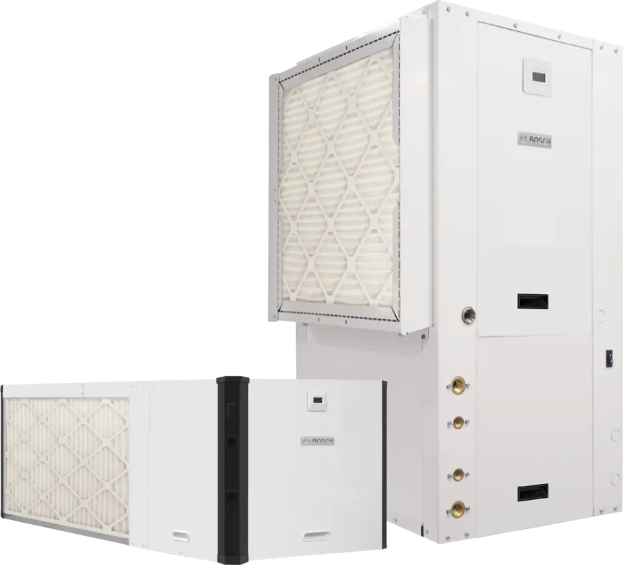 Bosch Greensource SM Rev A/B SM070-1VTN-FLTADB-XMGXXXXXD7XXXX4XXXXSBA Water Source Heat Pump, 6 Tons, R-410A, Vertical, Upflow, Left Hand, 208/230 V, 14.30 EER (WLHP), 22.10 EER (GWHP), 17.30 EER (GLHP), 1" FPT (Water) Connection, 1-Phase
