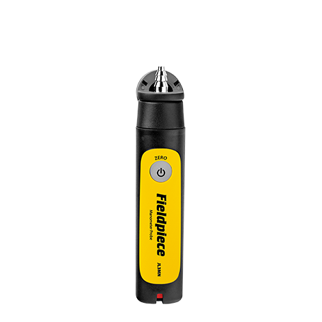 Fieldpiece Instruments JL3MN Single Port Wireless Manometer, +/- 60 In. Wc. Measuring Range, Â± 0.02 In. W.c. (0-2 In. W.c.), Â± 1.5% FS (2-60 In. W.c.), Â± 0.001 PSI (0-0.072 PSI), Â± 1.5% FS (0.072-2.165 PSI) Accuracy, 0.01 In. Wc. Resolution, Tube Connector (Flexible Tubing), 0.177"-0.315" (ID, Tubing) Fitting Size, App-Based (Job Link), Battery