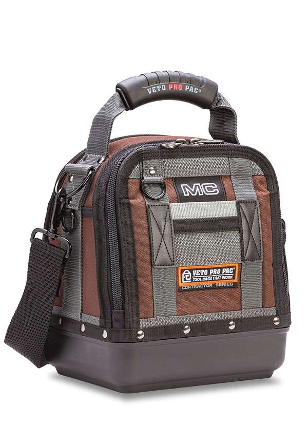 Veto Pro Pac MC Series Compact Tool Bag, 20 Pockets, Zipper, 1200 Denier PVC Impregnated Nylon (Body/Pockets), Polypropylene (Base), 30 lbs Weight Capacity, 2 Compartments, 13" Height, 11" Width