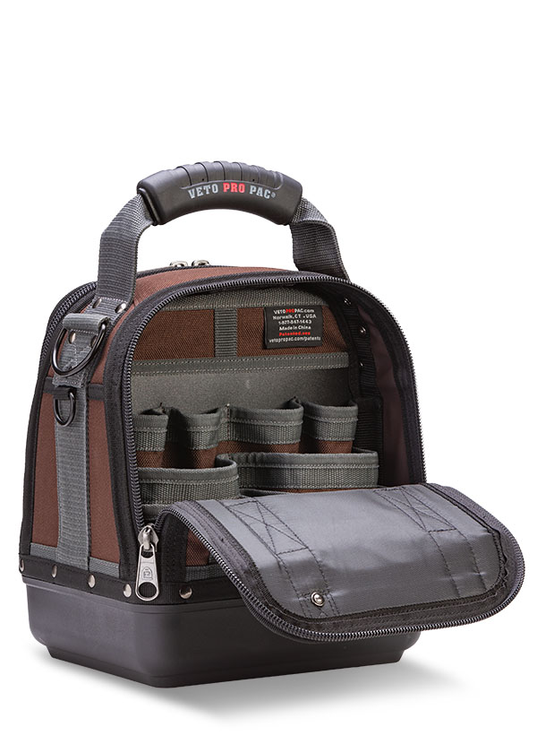 Veto Pro Pac MC Series Compact Tool Bag, 20 Pockets, Zipper, 1200 Denier PVC Impregnated Nylon (Body/Pockets), Polypropylene (Base), 30 lbs Weight Capacity, 2 Compartments, 13" Height, 11" Width