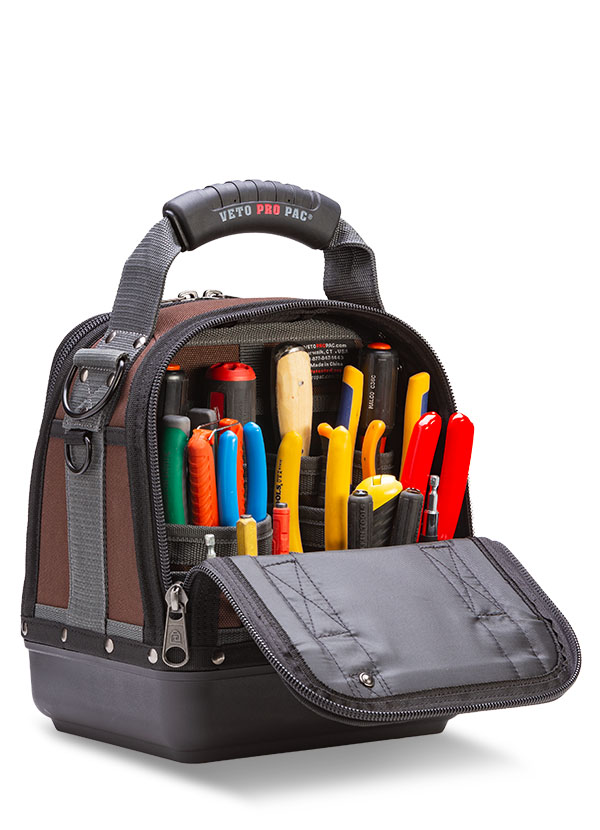 Veto Pro Pac MC Series Compact Tool Bag, 20 Pockets, Zipper, 1200 Denier PVC Impregnated Nylon (Body/Pockets), Polypropylene (Base), 30 lbs Weight Capacity, 2 Compartments, 13" Height, 11" Width