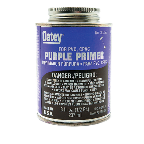 DiversiTech 530-30756 Purple PVC Primer, For PVC, CPVC, 8 Oz Net Content, Purple, Solvent-Based, Liquid, Dauber Can, 550 g/L VOC Content