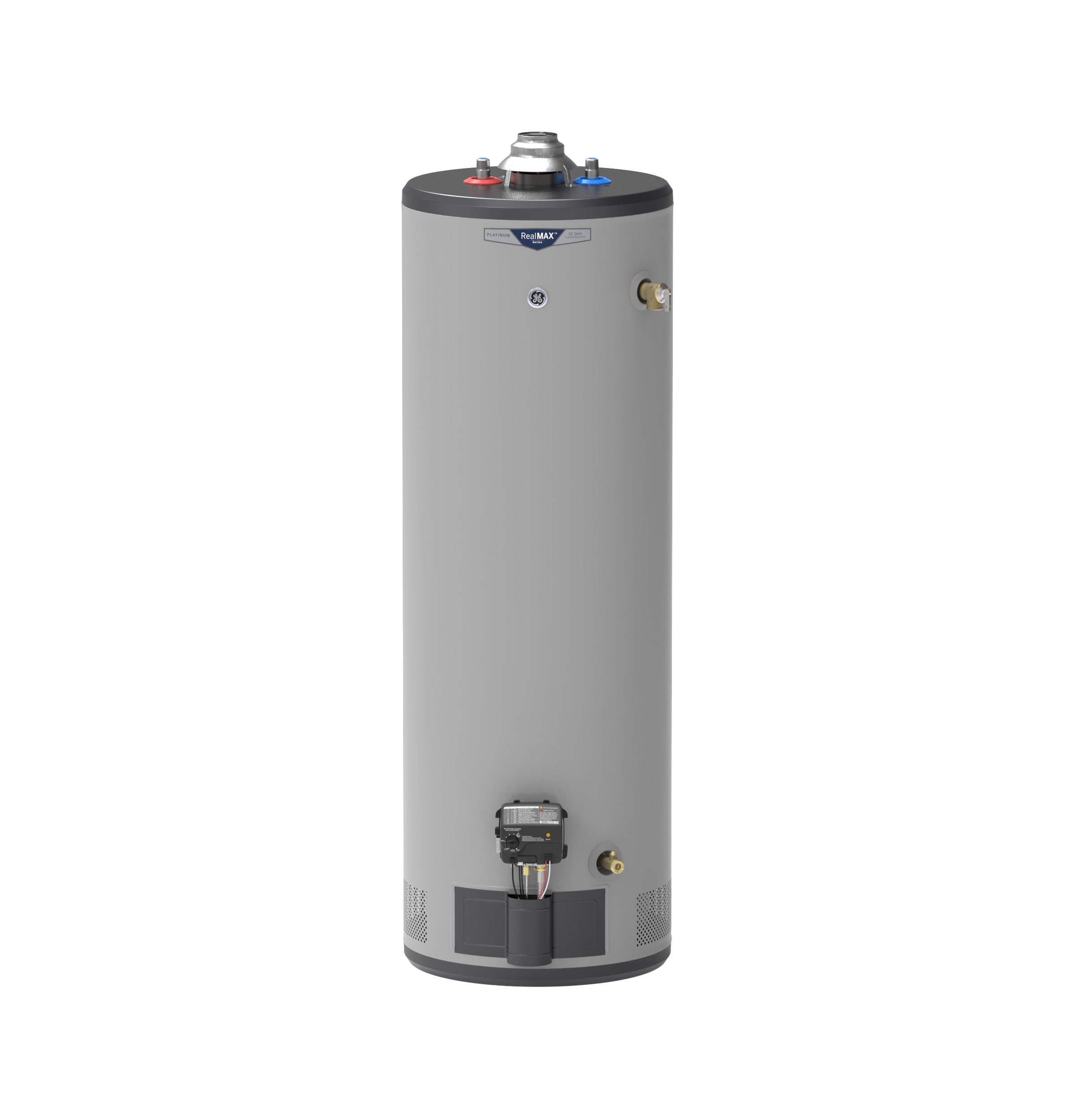 General Electric RealMAX Platinum GG40T12BXR Tall Natural Gas Water Heater, 40 Gallons Capacity, 40,000 BTU/hr, Natural Gas, 83 GPH First Hour Delivery, 41.6 GPH (At 90Â°F Rise) Recovery Rate, No Energy Star Compliant, Atmospheric Vent Type