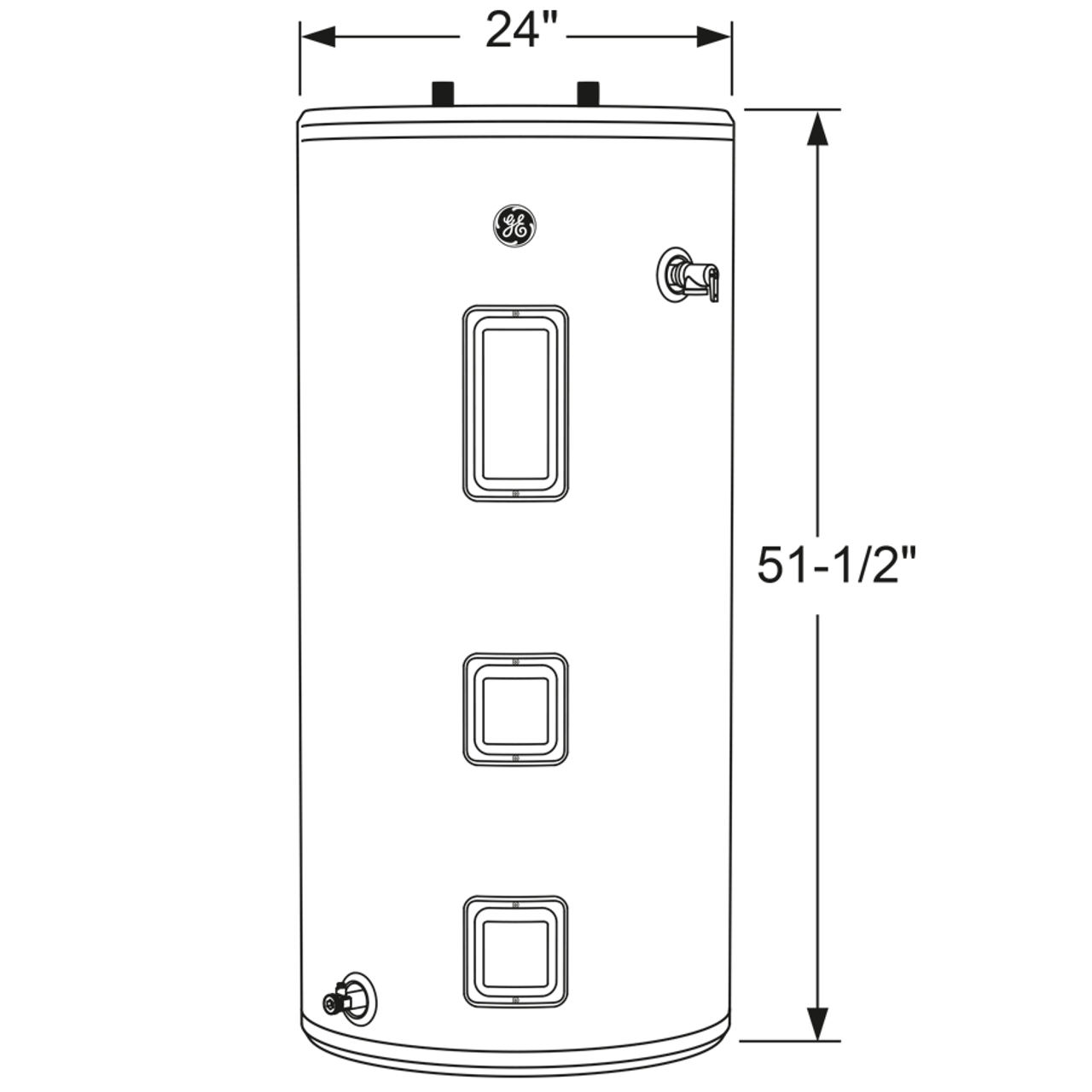 General Electric GE50S08BAM Short Electric Water Heater, 50 Gallons, 240 V, 5,500 W (Upper), 5,500 W (Lower), 0.93 UEF, 76 Gallons First Hour Delivery, 25.1 GPH (At 90Â°F Rise), 2 Elements
