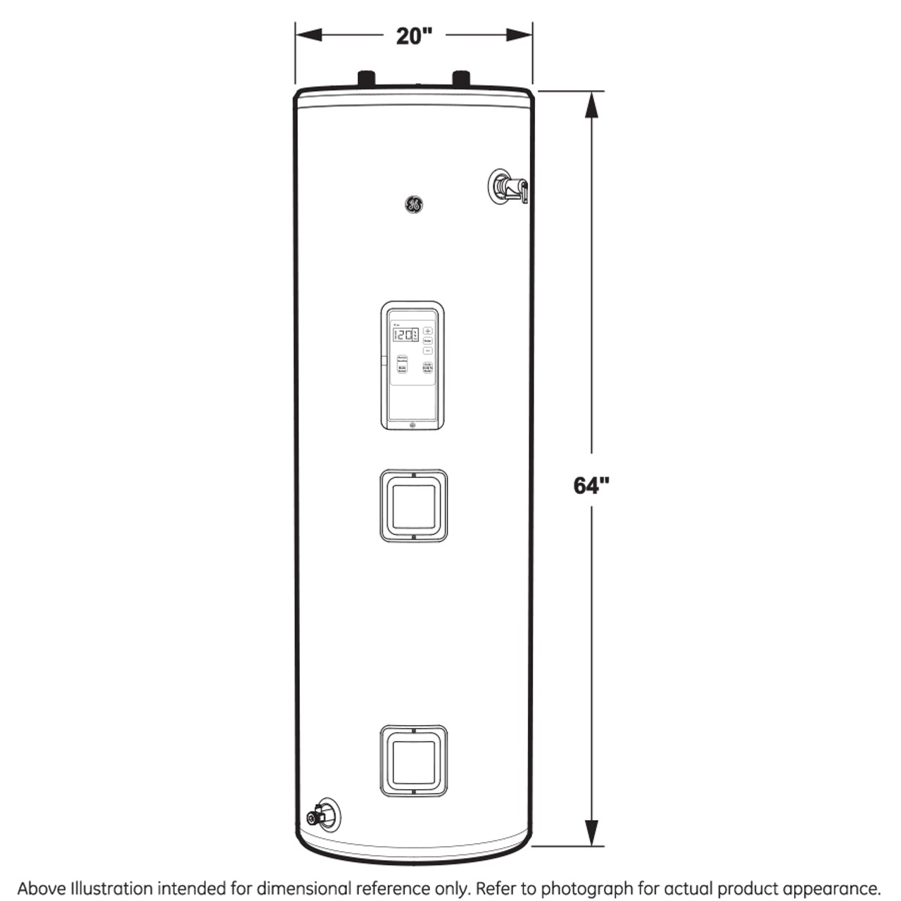 General Electric Smart GE40T12BLM Tall Electric Water Heater, 40 Gallons, 240 V, 5,500 W (Upper), 5,500 W (Lower), 0.92 UEF, 66 Gallons First Hour Delivery, 25.1 GPH (At 90Â°F Rise), 2 Elements
