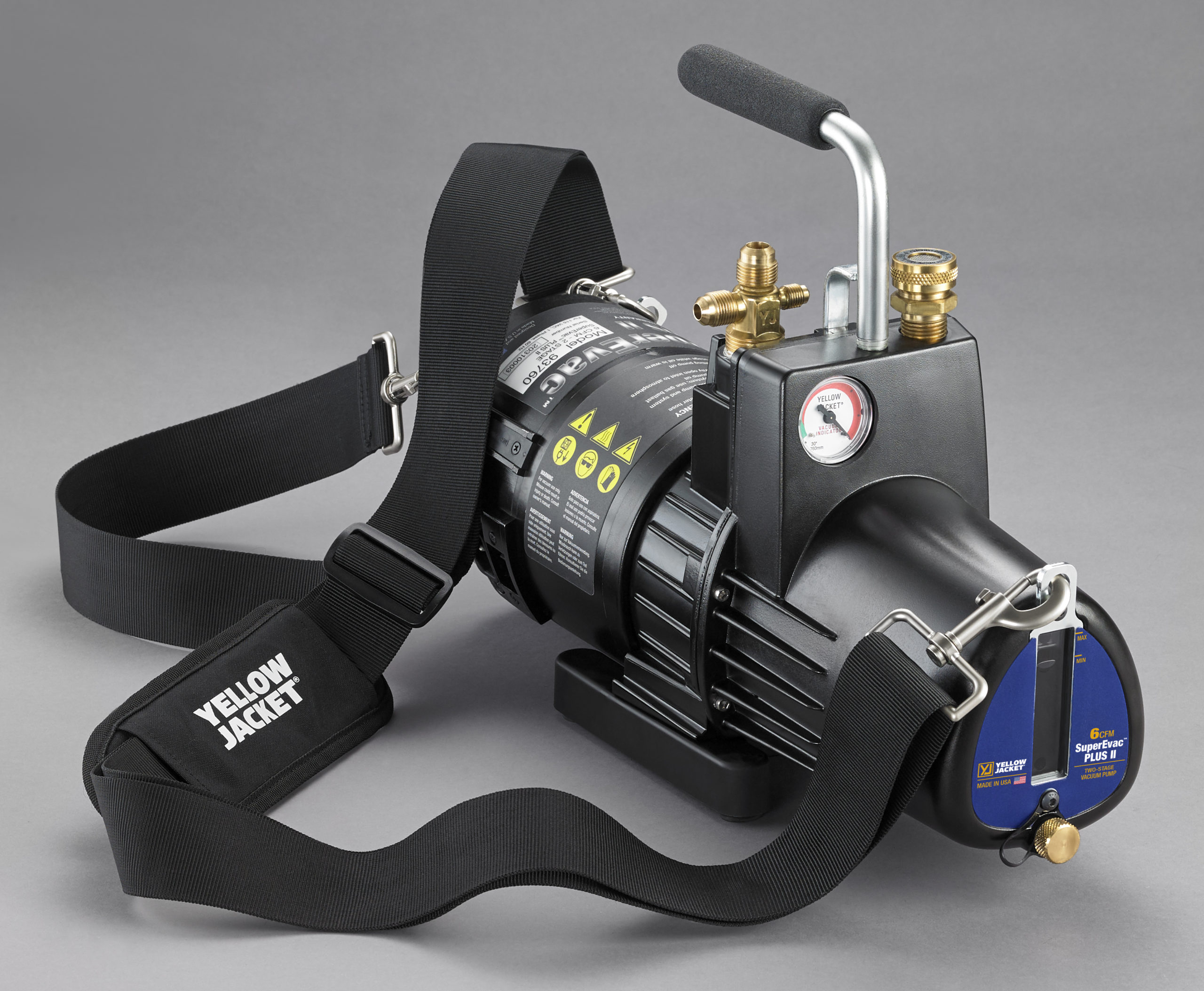 Yellow Jacket® SuperEvac® PLUS II Series 93760 Vacuum Pump, 100-127/220-240 V, 1/2 hp, 1/2 in, 3/8 in, 1/4 in, 6 cfm