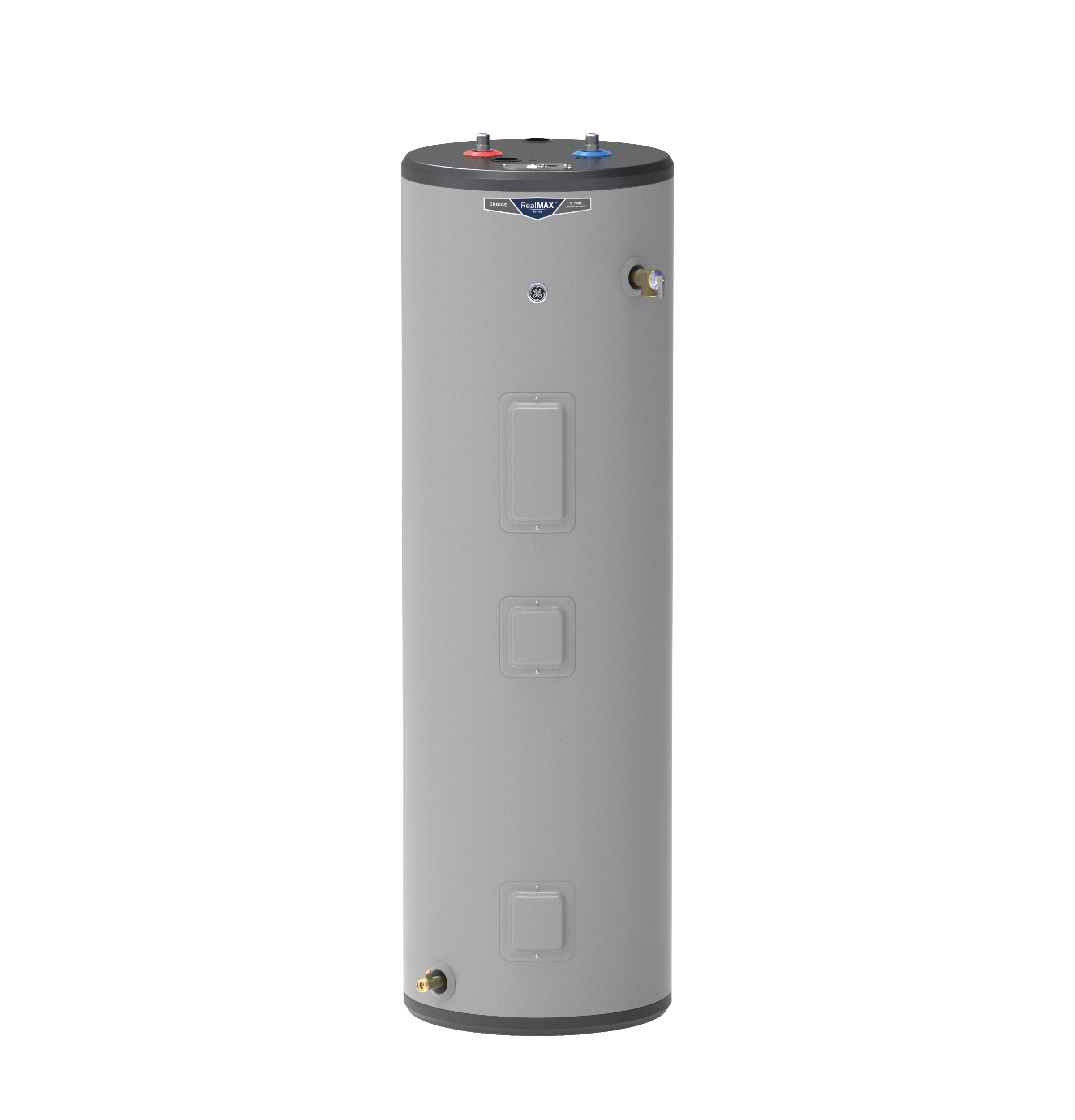 General Electric GE40T08BAM Tall Electric Water Heater, 40 Gallons, 240 V, 5,500 W (Upper), 5,500 W (Lower), 0.92 UEF, 65 Gallons First Hour Delivery, 25.1 GPH (At 90Â°F Rise), 2 Elements