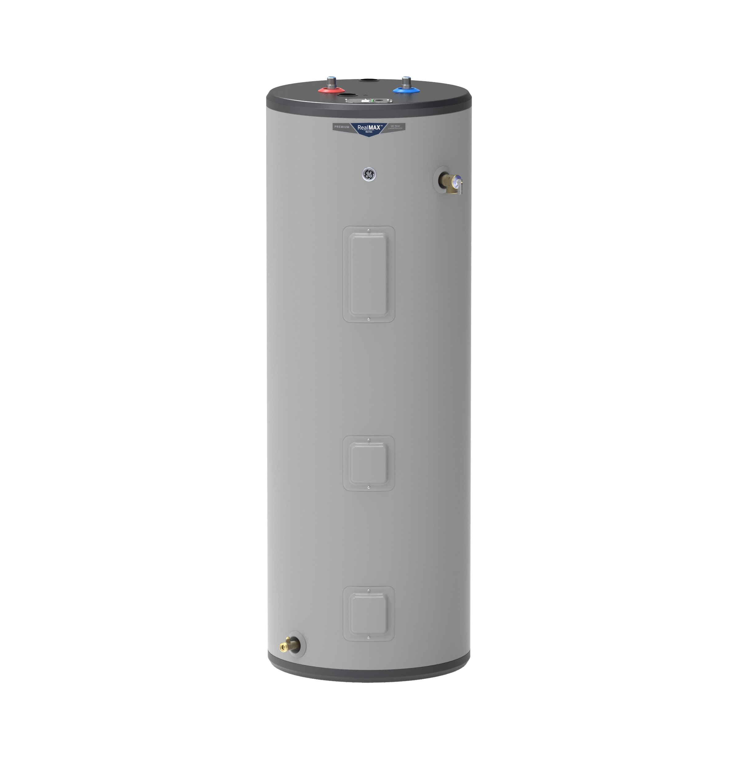 General Electric GE50T10BAM Tall Electric Water Heater, 50 Gallons, 240 V, 5,500 W (Upper), 5,500 W (Lower), 0.93 UEF, 76 Gallons First Hour Delivery, 25.1 GPH (At 90Â°F Rise), 2 Elements