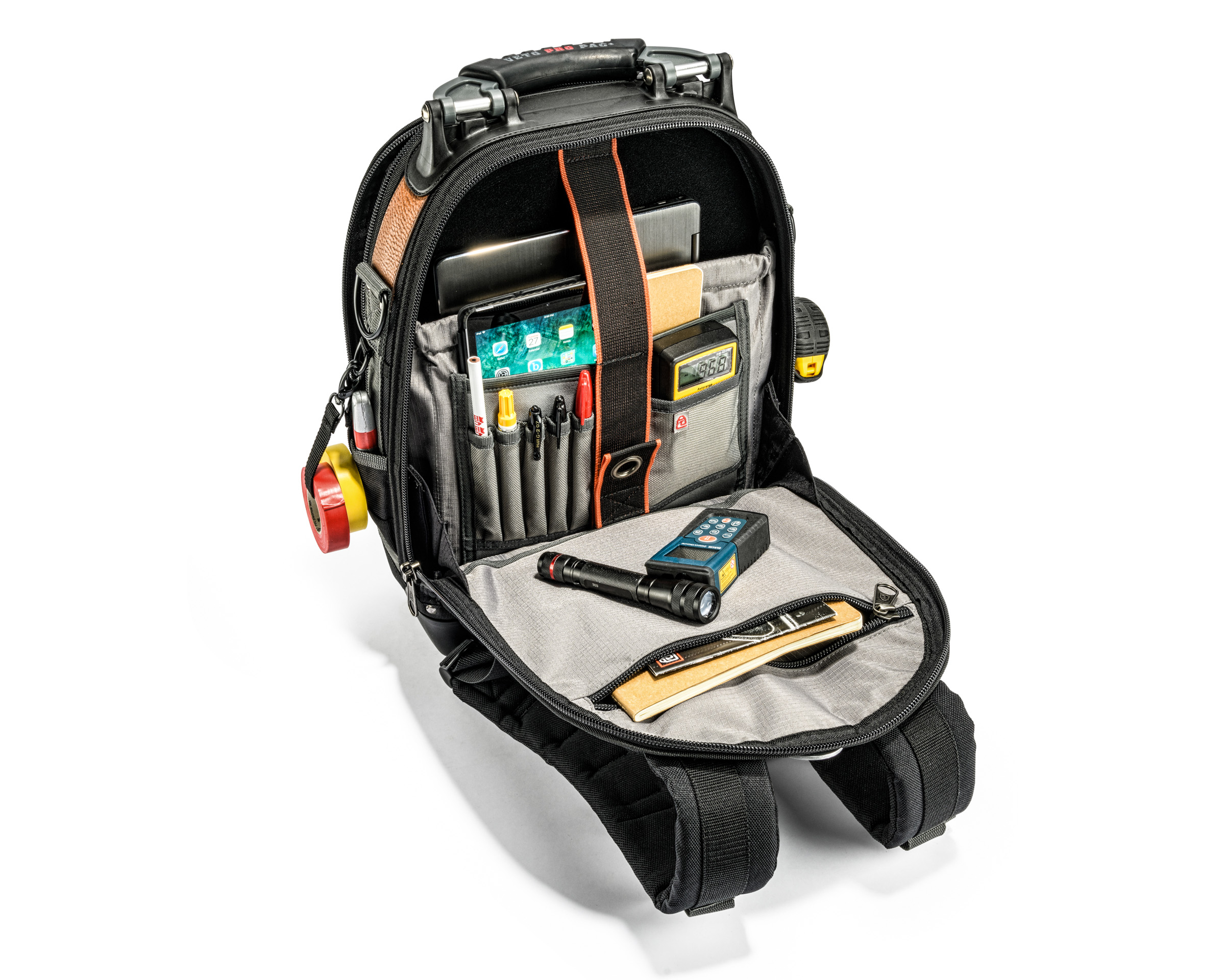 Veto Pro Pac Tech Series Tech Pac LT Backpack Tool Bag, 36 Pockets, Zipper (YKK®), Hasp (Quick Release), Polypropylene (Base), Nylon (Body/Pockets/Stitching), Steel (D-Rings), 45 lbs Weight Capacity, 2 (Storage Bays) Compartments, 19-1/2" Height, 13" Width