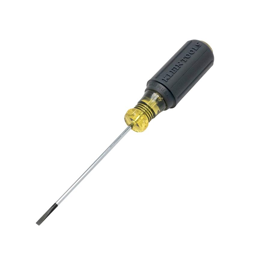 Klein Tools 32226-6 Terminal Block Screwdriver, Fixed Blade (Terminal Block), Cabinet Drive Type, Single End Bits, 1 Pcs, Cabinet Point Type, 1/8" Point Size, 4" Shank Length